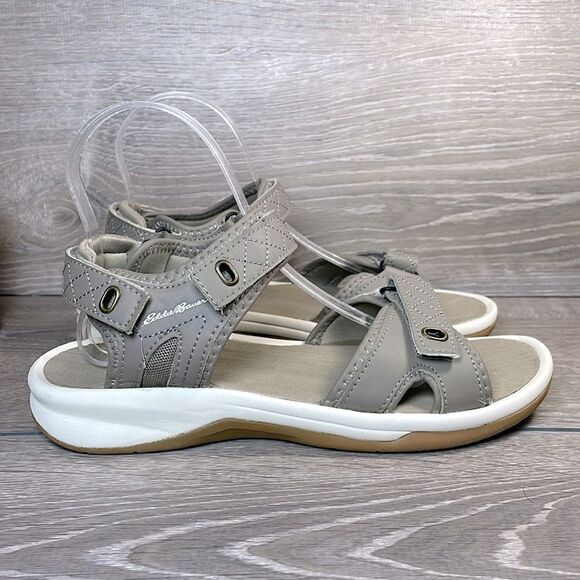Eddie Bauer Rosecliff Women’s Sz 8 Taupe Gray Slingback Hook & Loop Sport Sandal - Picture 1 of 10